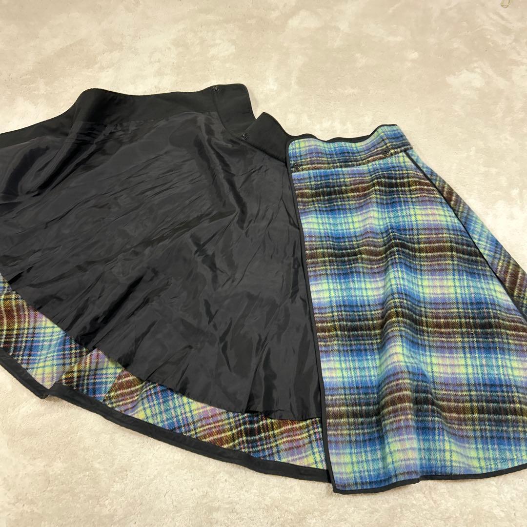 ♦︎極美品♦︎Y's♦︎ヨウジヤマモト♦︎青と黒のチェック柄巻きスカート