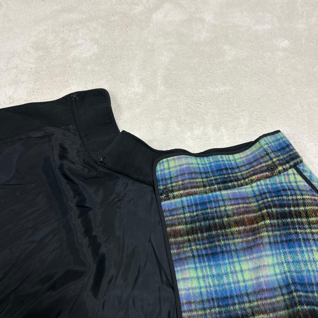 ♦︎極美品♦︎Y's♦︎ヨウジヤマモト♦︎青と黒のチェック柄巻きスカート