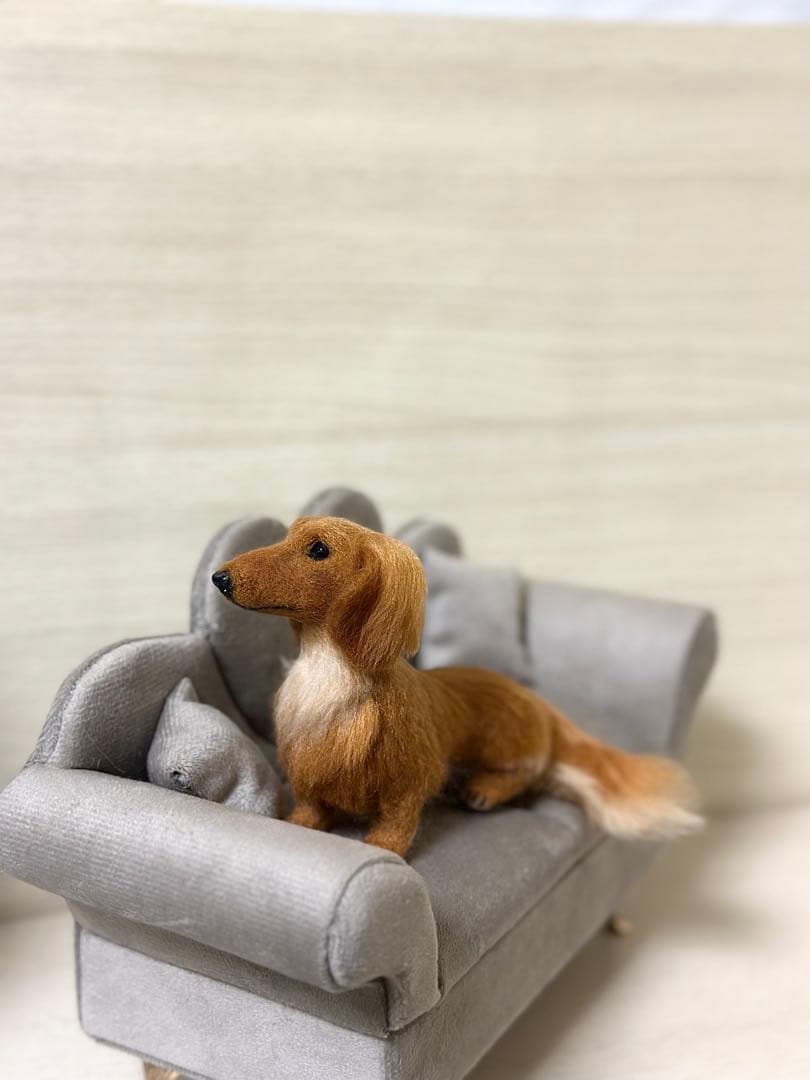 ハンドメイドのダックスフンド　胸の毛・鼻の色の変更できます　羊毛フェルト　犬