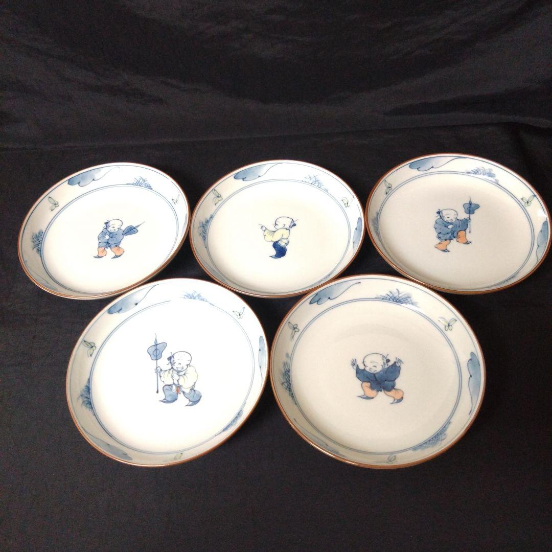 未使用 有田焼 幸祥窯　唐子　銘々皿5枚　縁起物　お祝い