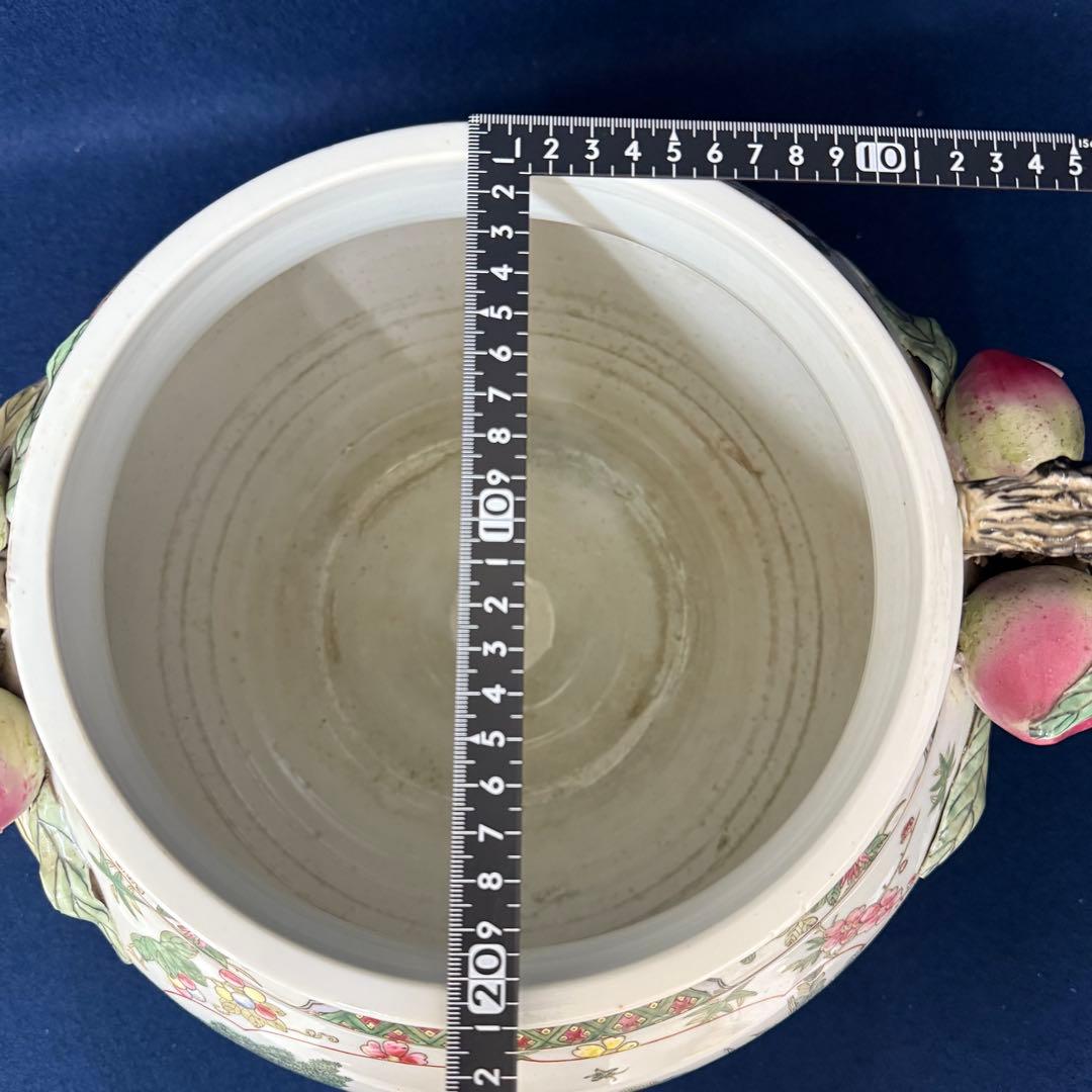 大清乾隆年製 大振り 蓋物 粉彩 桃 唐子 中国 唐物 時代 古玩 蔵出 骨董品