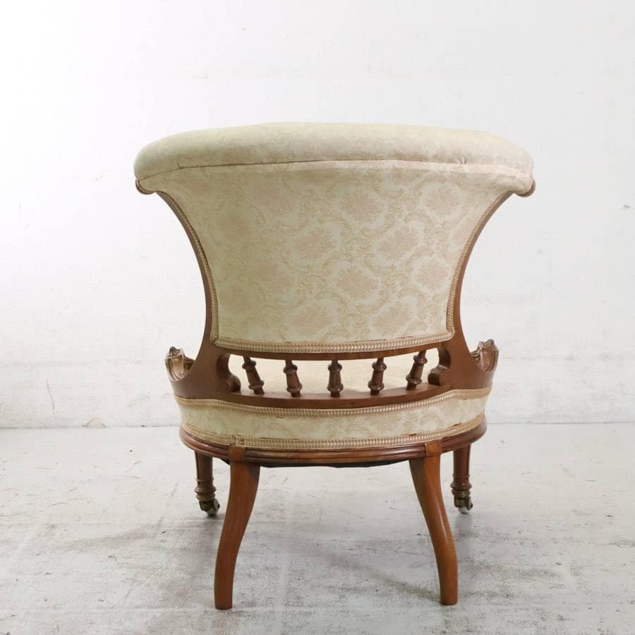 英国アンティーク ナーシングチェア アイボリー系 キャスター付き ラウンジチェア