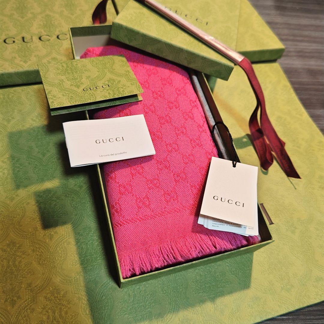 ❤美品箱付き❤GUCCI マフラー ストール ショールスカーフ❤ピンク❤