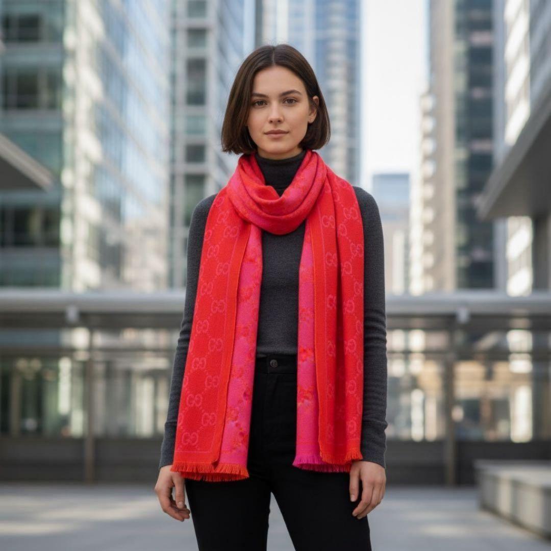 ❤美品箱付き❤GUCCI マフラー ストール ショールスカーフ❤ピンク❤