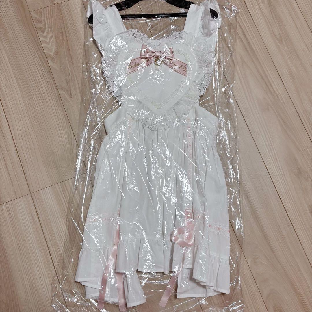 BABY 本店13周年限定 ハートエプロン オフシロ×ピンク