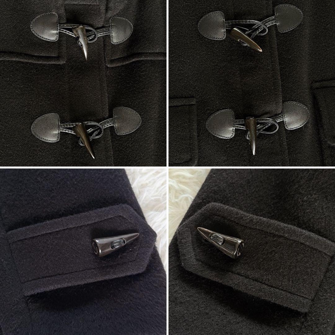 【バーバリーブリット】ダブルフェイスウールダッフルコート ブラック ノバチェック