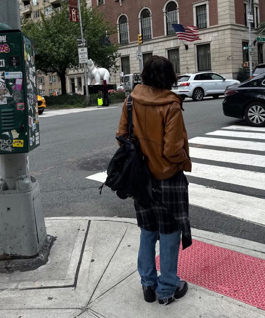 ジャケット・アウター ok soon hooded leather blouson(camel)