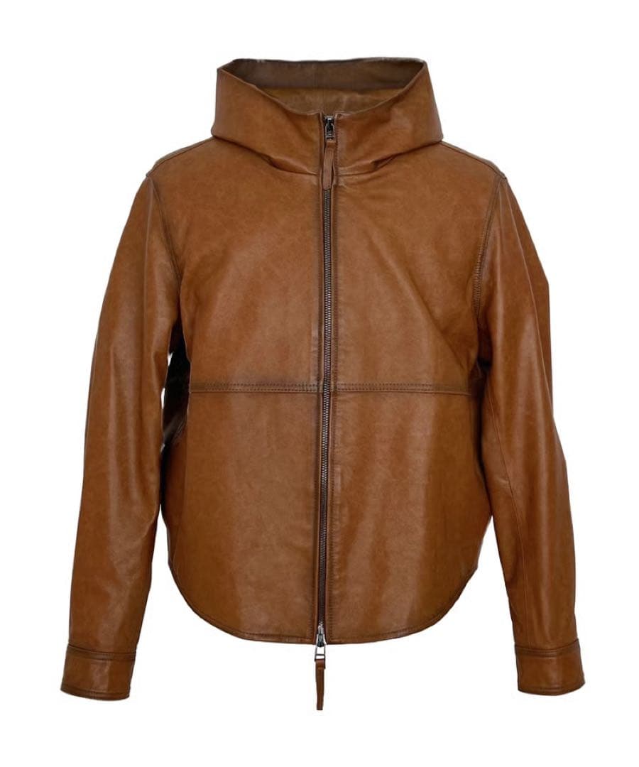 ジャケット・アウター ok soon hooded leather blouson(camel)