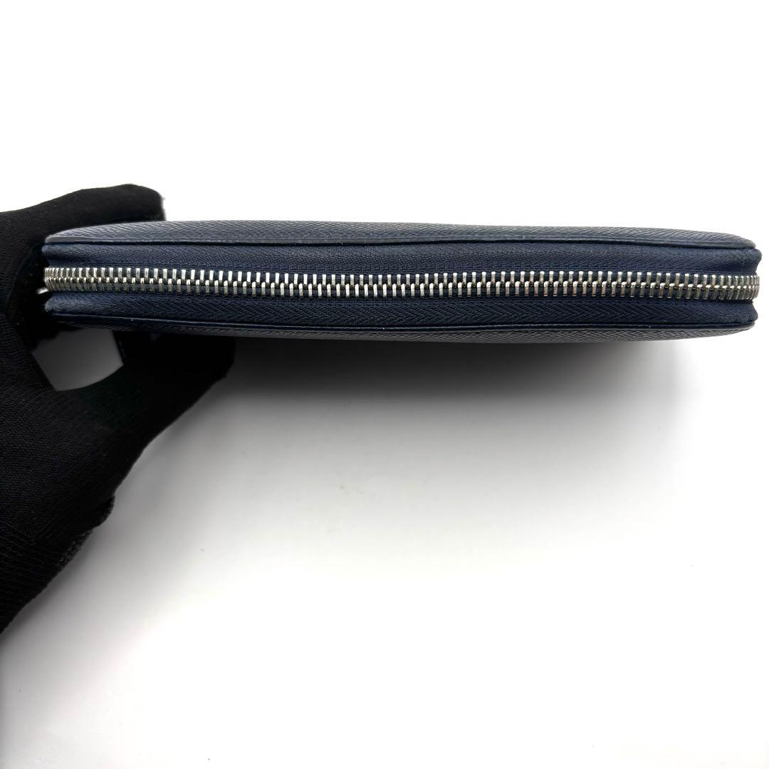 ブルガリ 長財布 サークル ロゴ ラウンドファスナー ネイビー レザー RFID