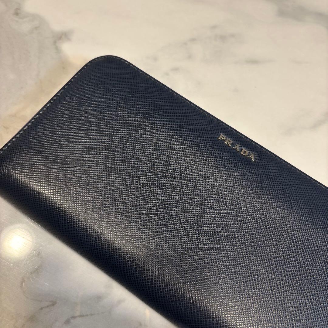 PRADA プラダ サフィアーノ メンズ 長財布／レザー ネイビー