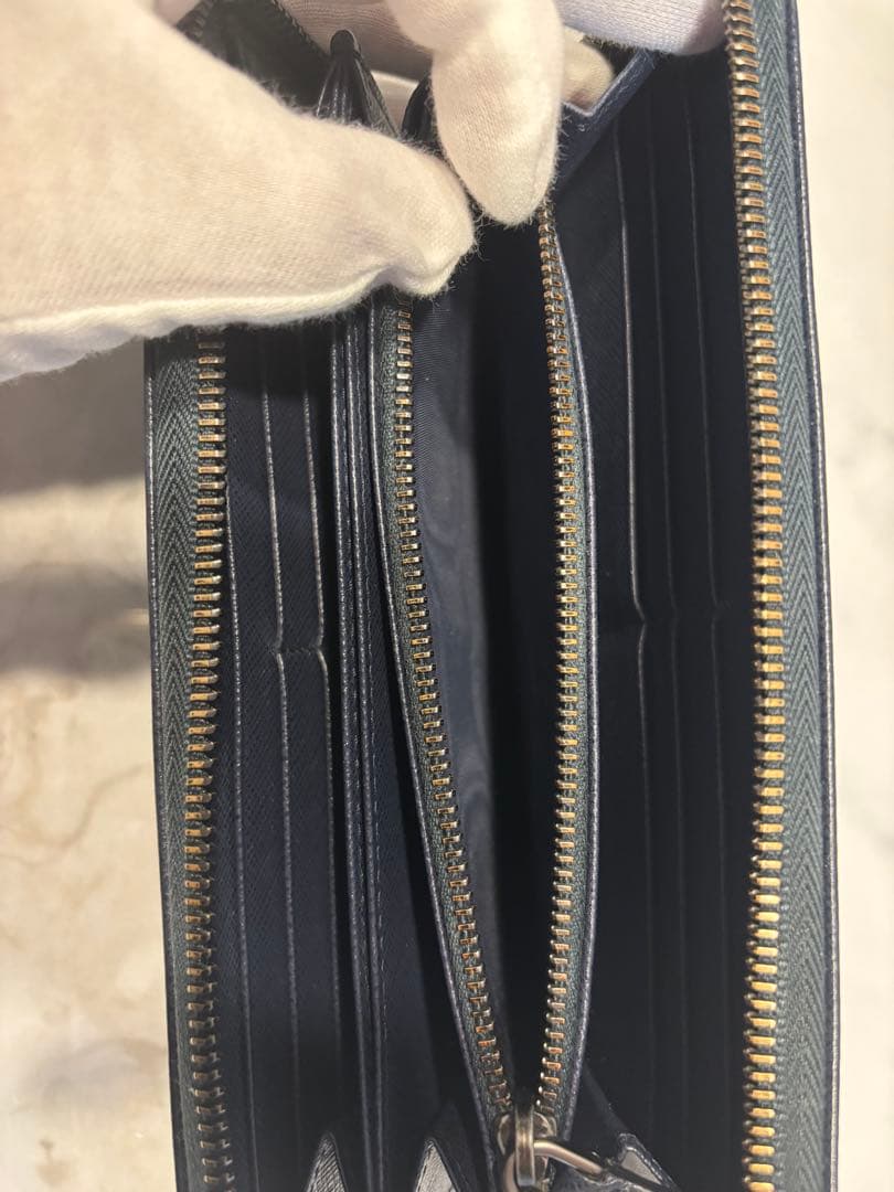 PRADA プラダ サフィアーノ メンズ 長財布／レザー ネイビー