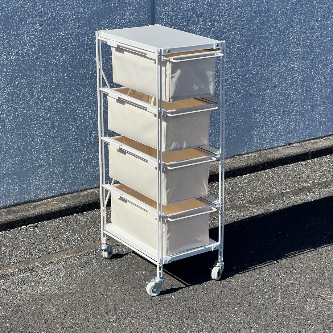 無印良品 スチールユニットシェルフ ホワイト スチールラック 4段 キャスター