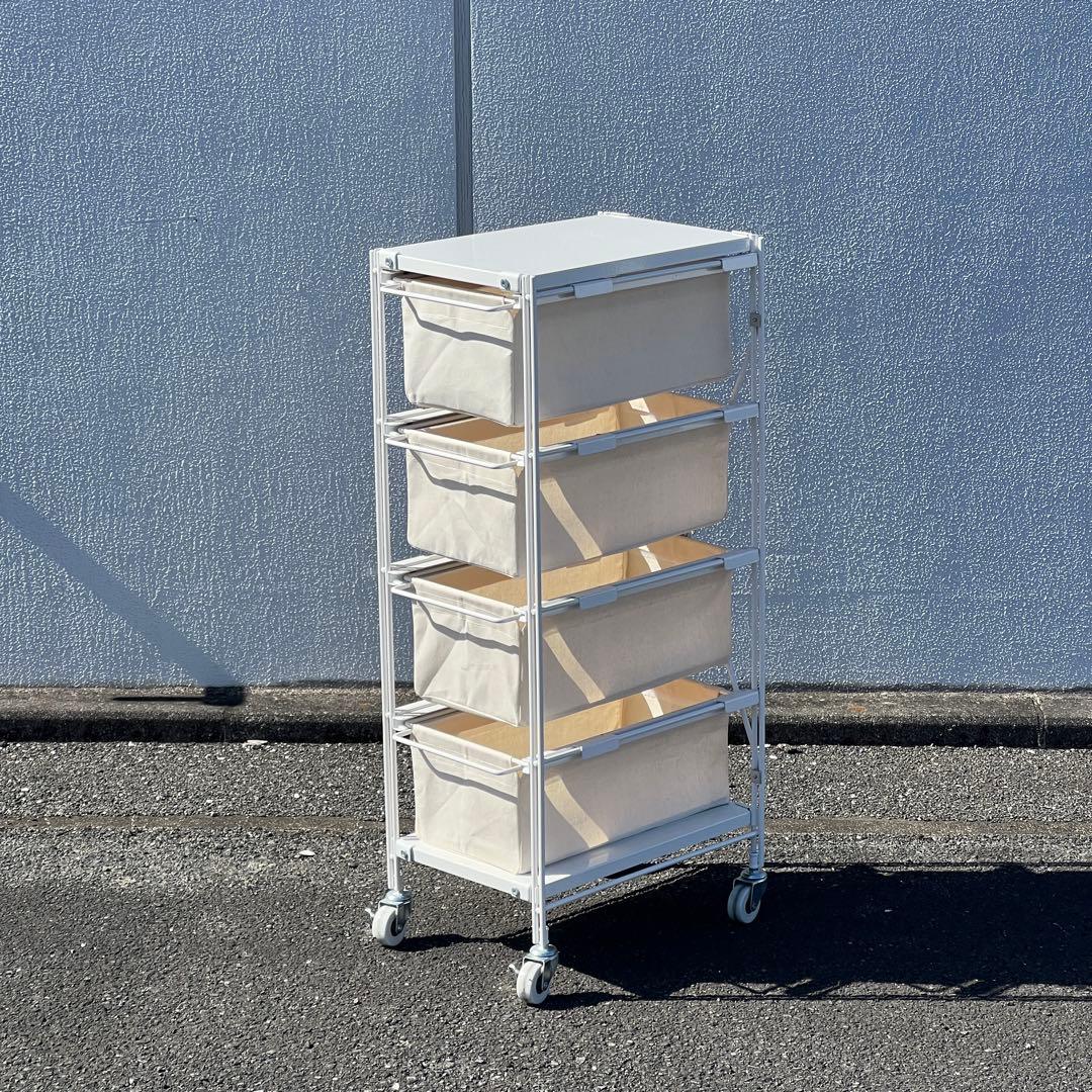 無印良品 スチールユニットシェルフ ホワイト スチールラック 4段 キャスター