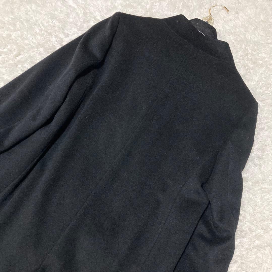 大きいサイズ42♡ 美品 23区 ウールアンゴラビーバースタンドカラーコート 黒