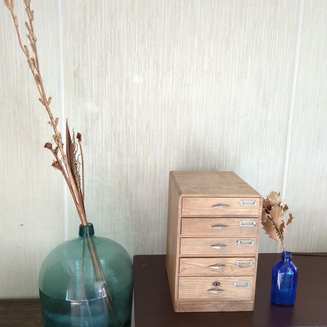 アンティーク木製5段引き出し