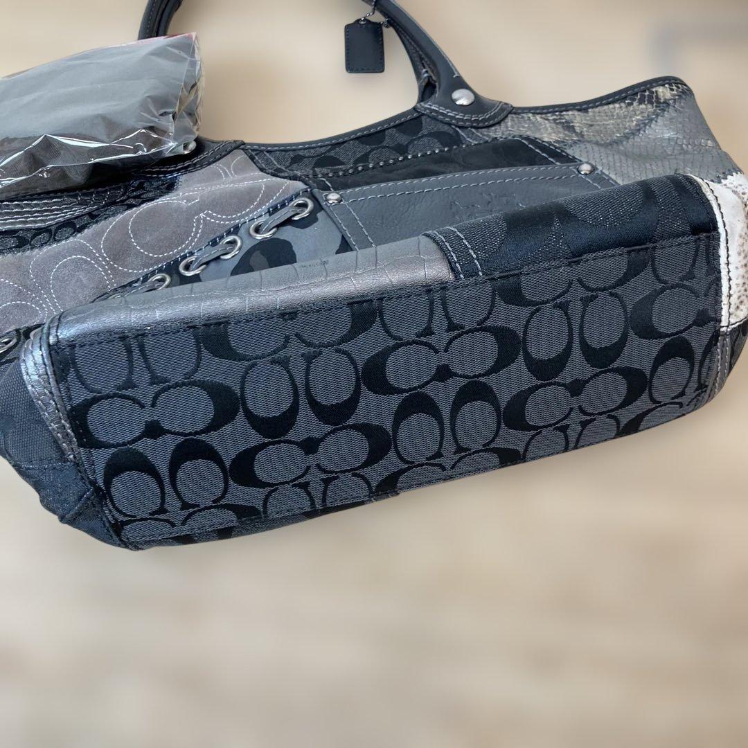 COACH パッチワーク レザー トートバッグ ブラック 保存袋付き