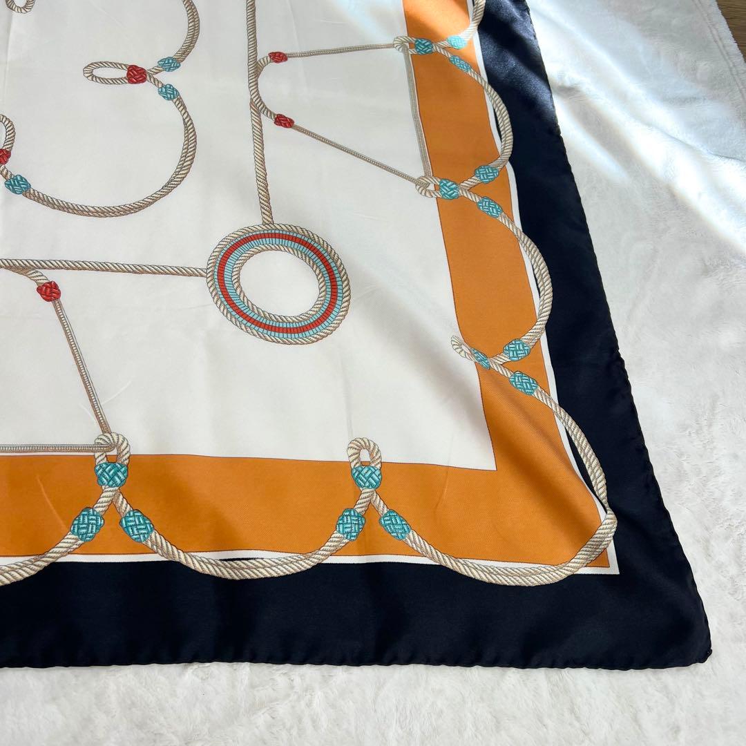 セリーヌ スカーフ シルク オレンジ&ブラック タグあり