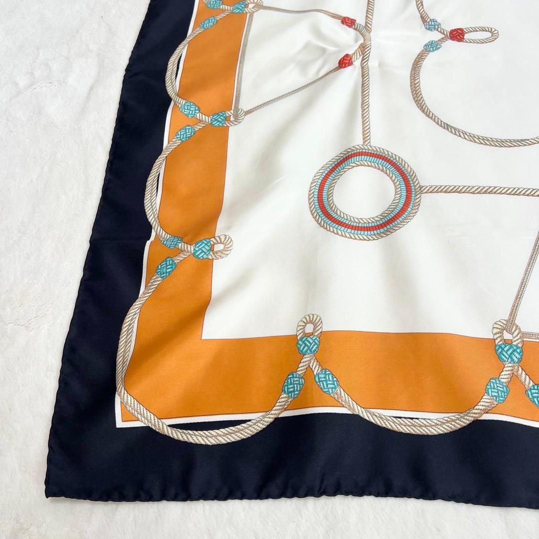 セリーヌ スカーフ シルク オレンジ&ブラック タグあり