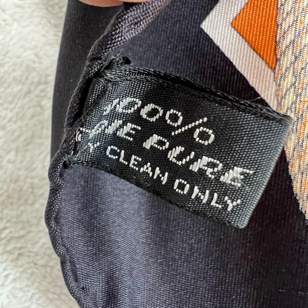 セリーヌ スカーフ シルク オレンジ&ブラック タグあり