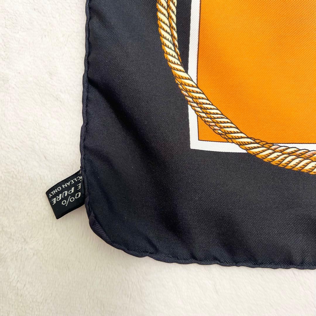 セリーヌ スカーフ シルク オレンジ&ブラック タグあり