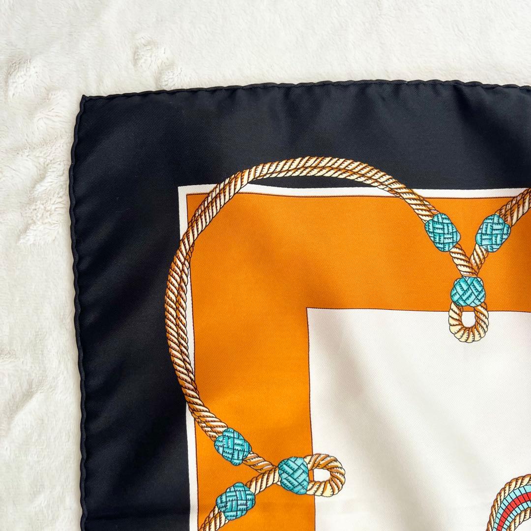 セリーヌ スカーフ シルク オレンジ&ブラック タグあり