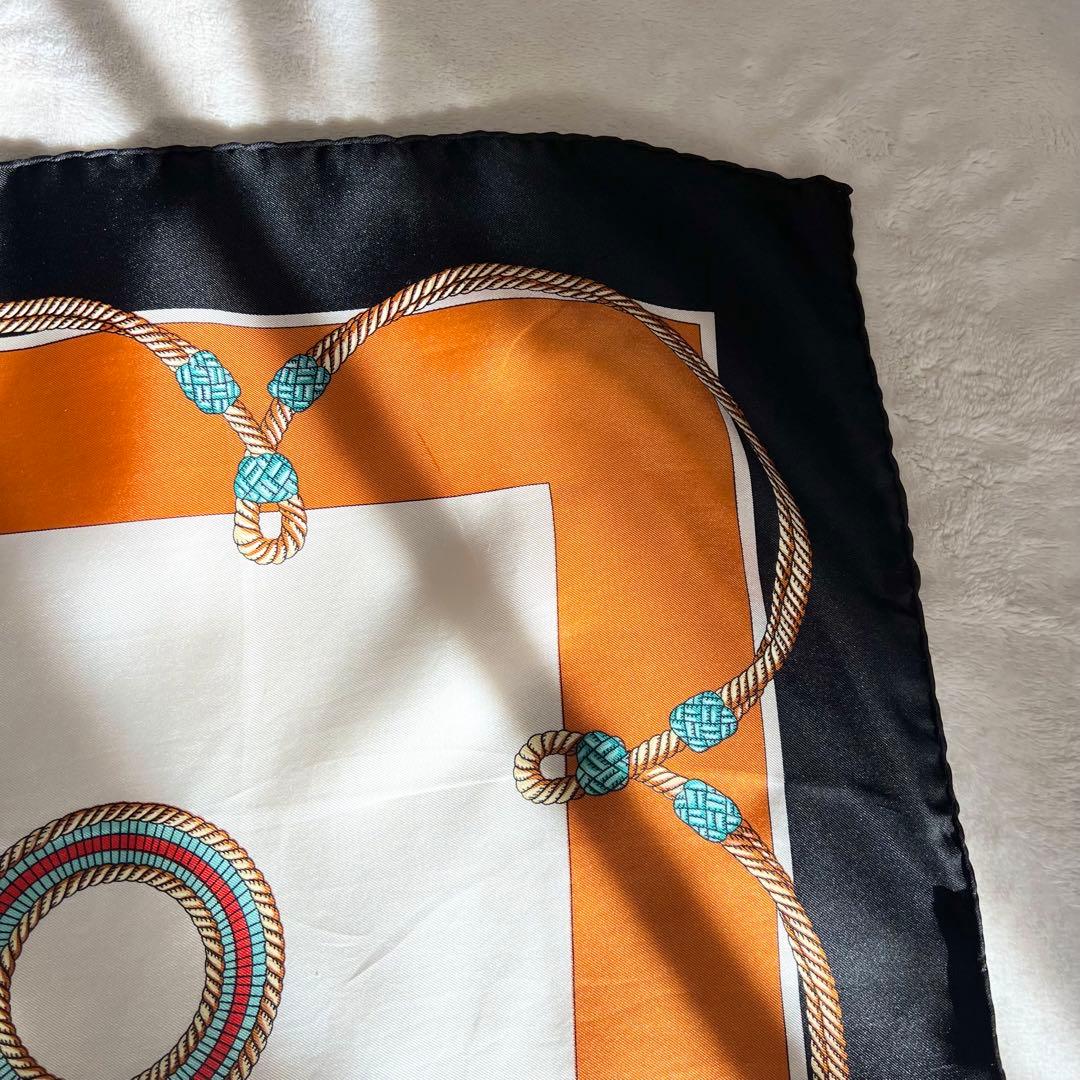 セリーヌ スカーフ シルク オレンジ&ブラック タグあり