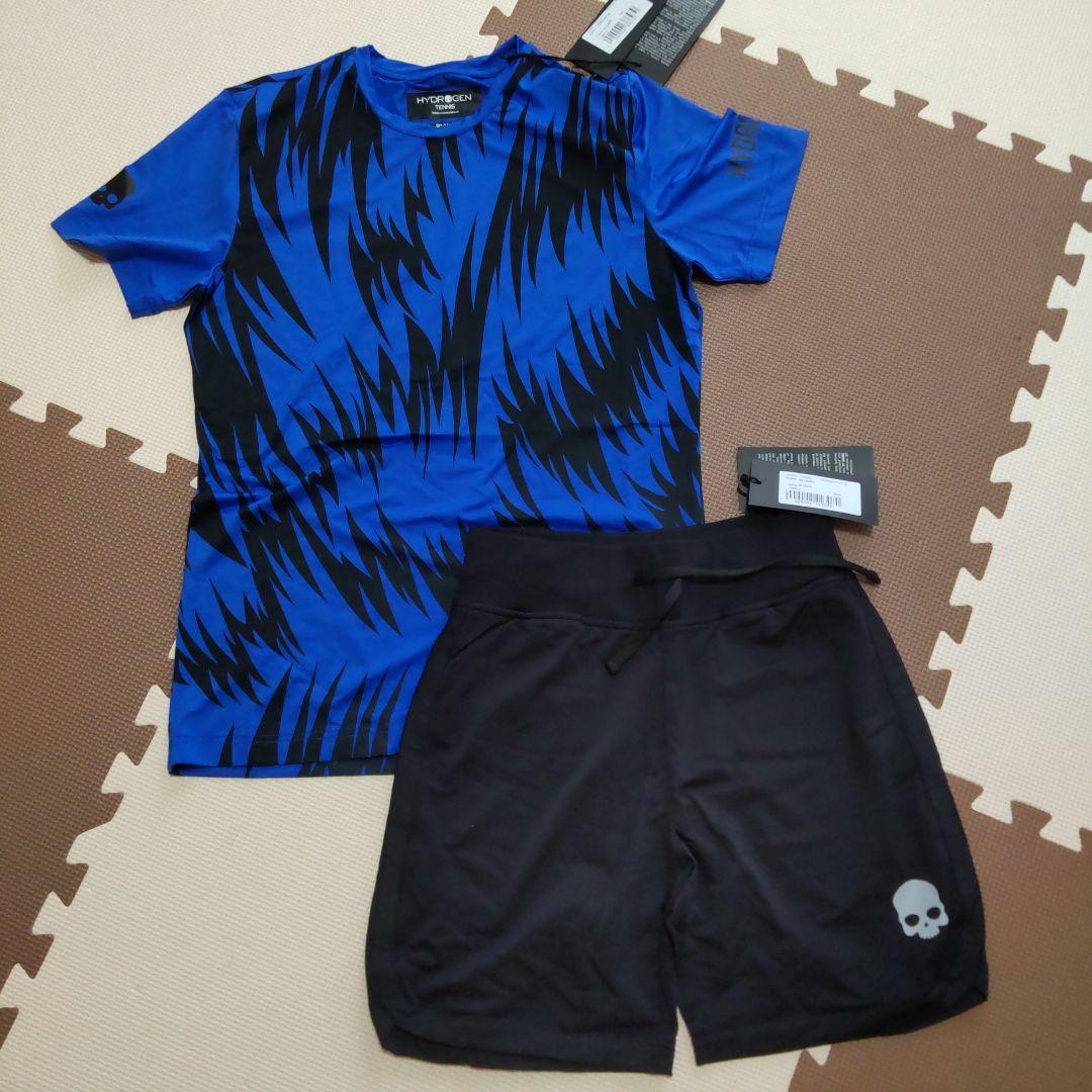 【★週末セール！★】HYDROGEN テニスウェア Sサイズ 青　黒　メンズ