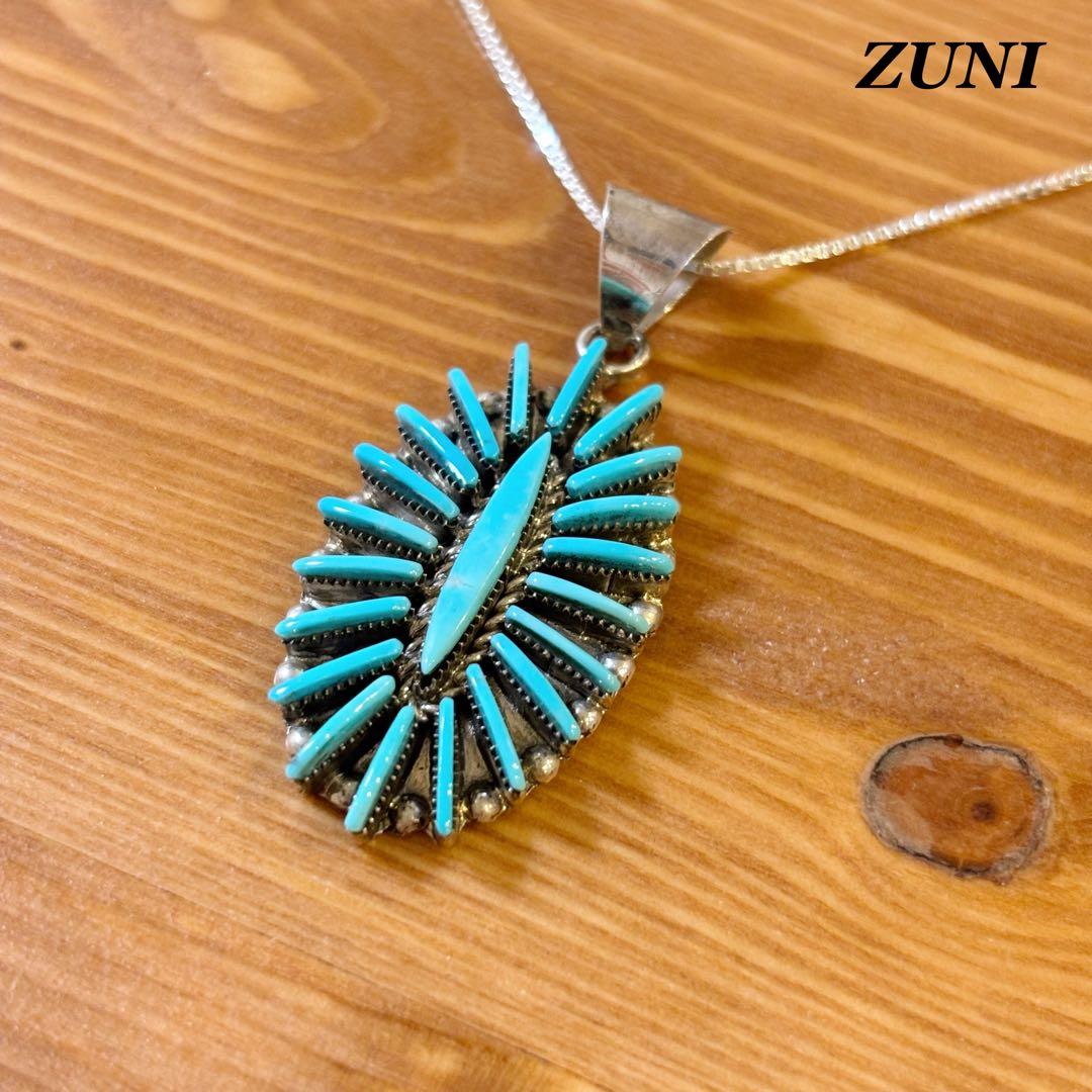 【希少】 ズニ族 ZUNI ネックレス　ターコイズ　シルバー　アーティスト作品