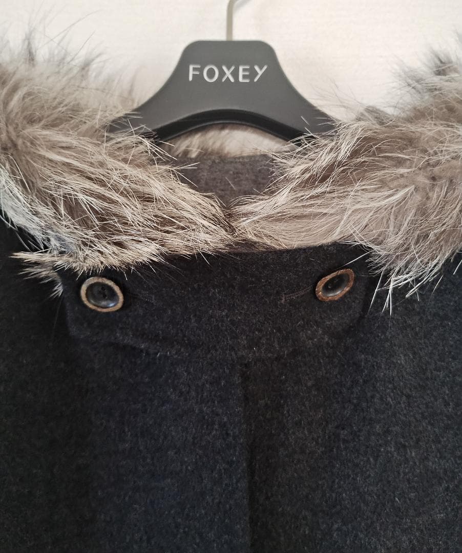 定価35万円 FOXEY フォクシー グレー カシミヤ フォックスファー コート