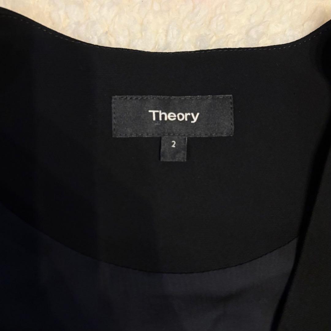 美品✨セオリー オールインワン クレープ カシュクール ウエストリボン 黒