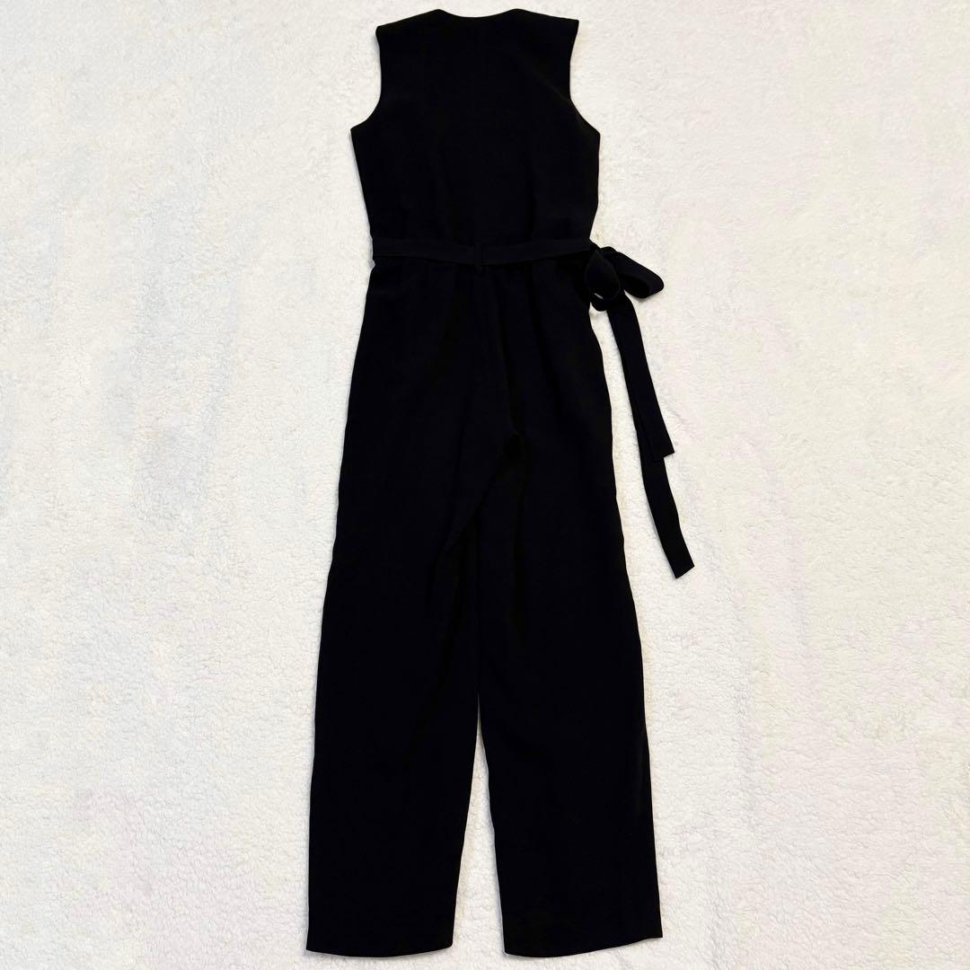 美品✨セオリー オールインワン クレープ カシュクール ウエストリボン 黒