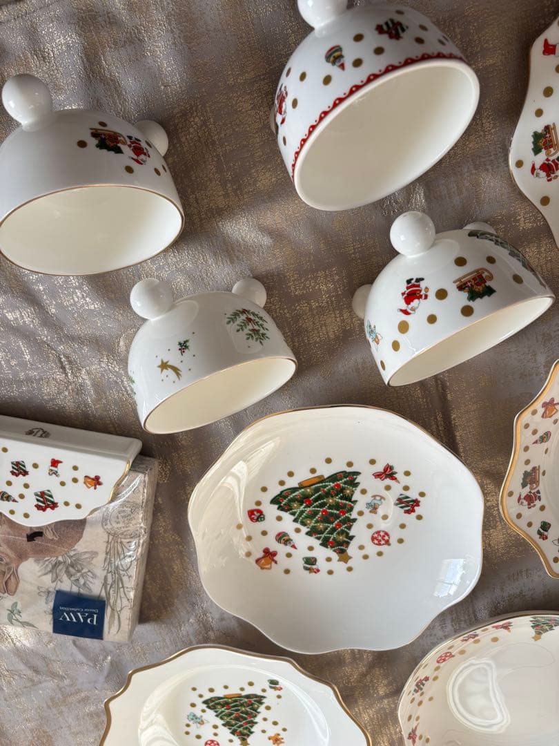 （タイムセール）クリスマスツリー デザイン 食器セット 13点