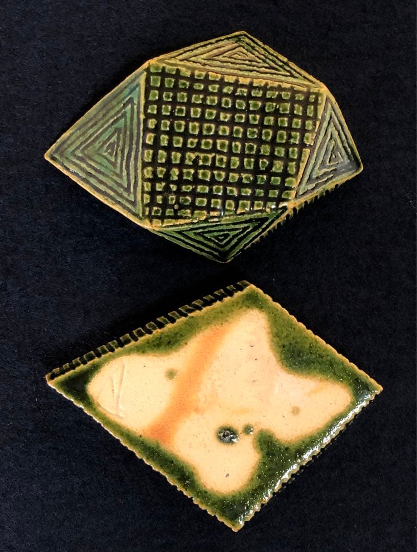 《R》茶道具 織部 香合 小森松庵造 共布 共箱　260209け1