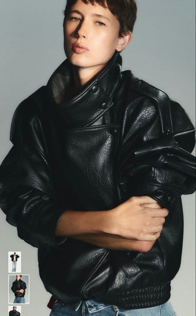 【大バズり】ZARA フェイクレザージャケット 美品 Mサイズ