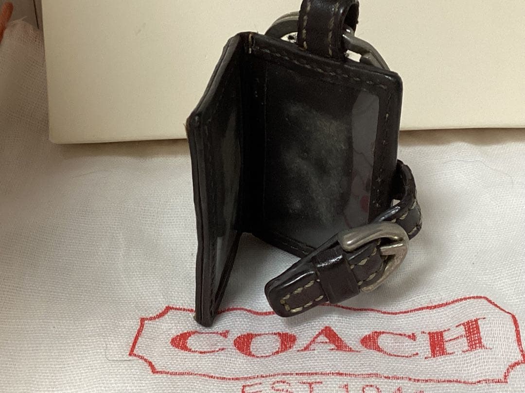コーチCOACH ロゴ入りキャンバスキーホルダー写真入れ手帳型本物