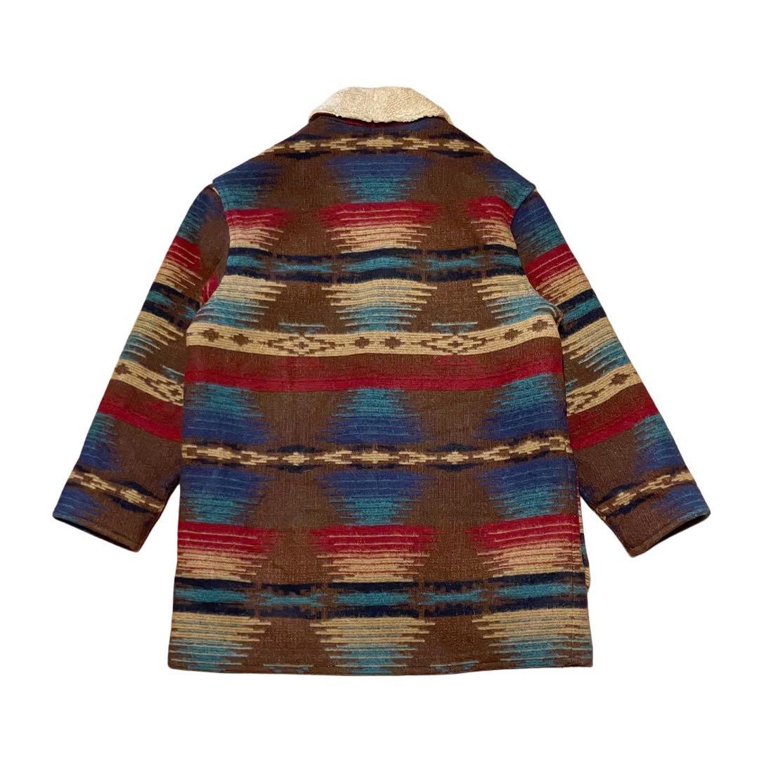 【L】80s USA製 ウールリッチ ネイティブ パターン ウール コート