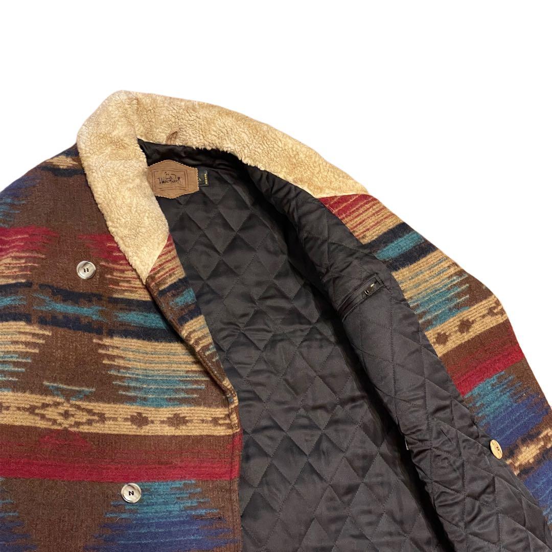 【L】80s USA製 ウールリッチ ネイティブ パターン ウール コート