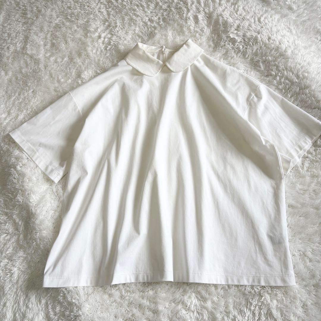 美品　yori ホワイト 襟 カットソー ドロップショルダー