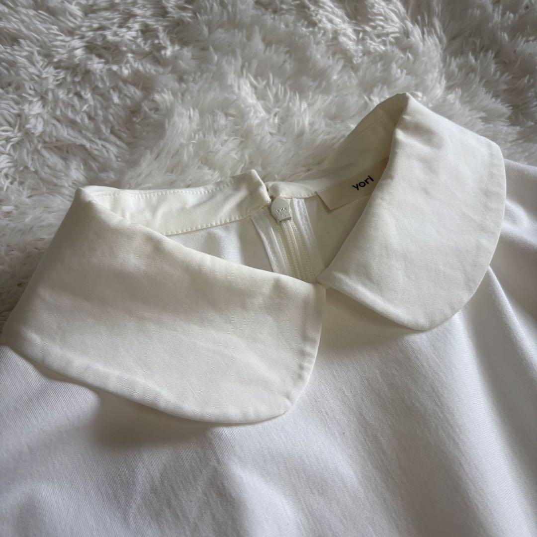 美品　yori ホワイト 襟 カットソー ドロップショルダー