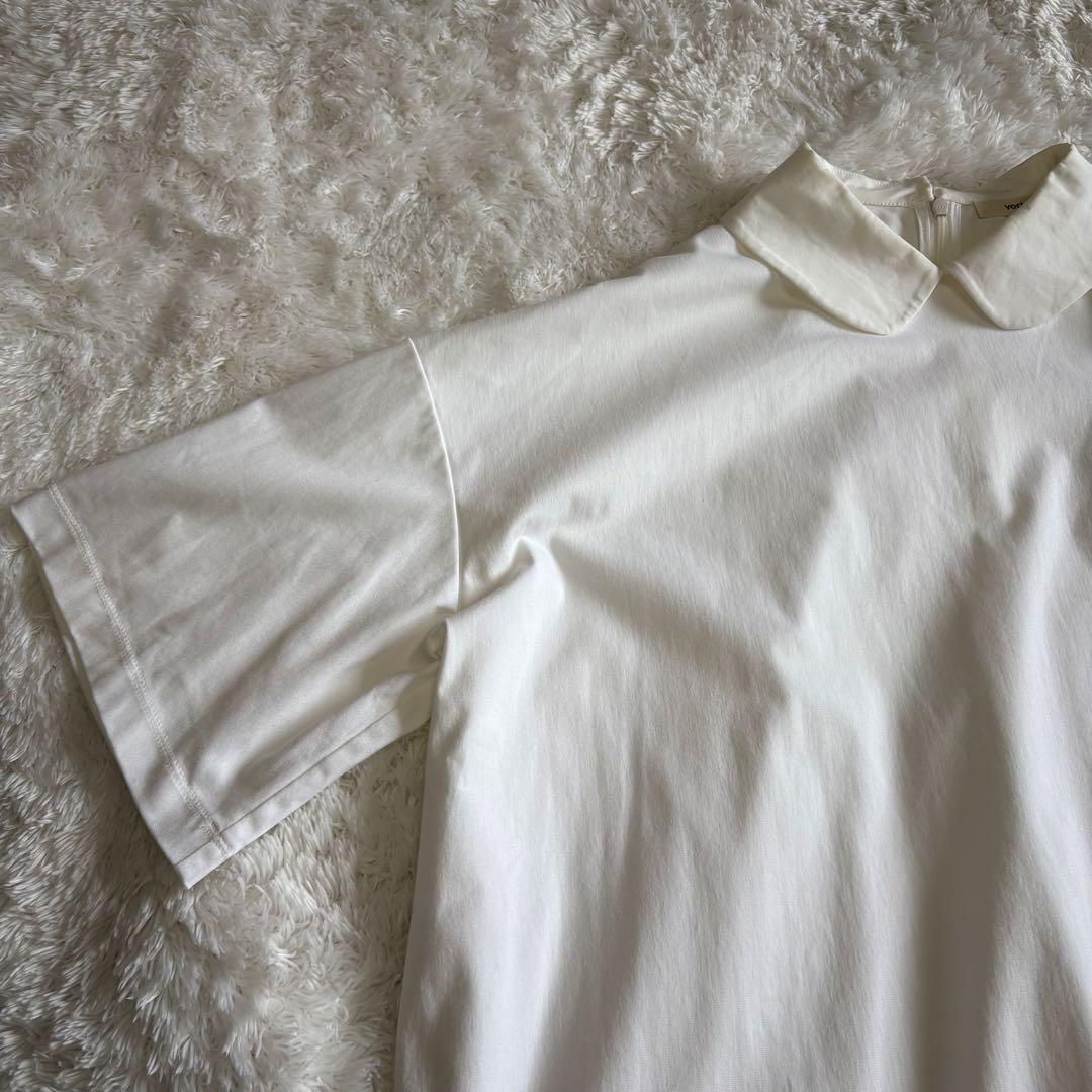 美品　yori ホワイト 襟 カットソー ドロップショルダー