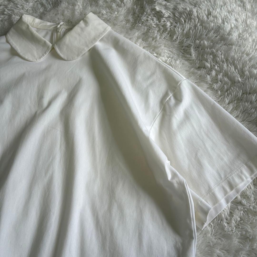 美品　yori ホワイト 襟 カットソー ドロップショルダー