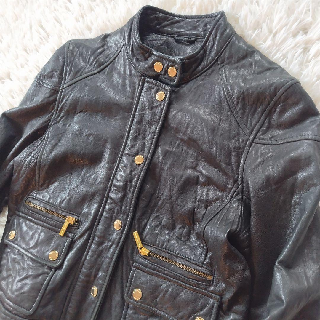 マイケルコース　ラムレザー　シングルライダース　革ジャン　総柄　 黒