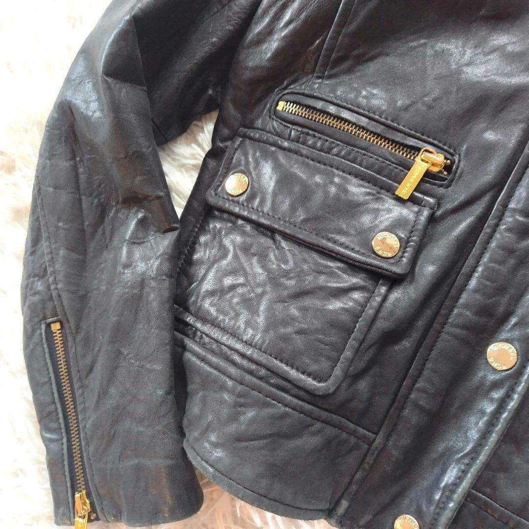 マイケルコース　ラムレザー　シングルライダース　革ジャン　総柄　 黒