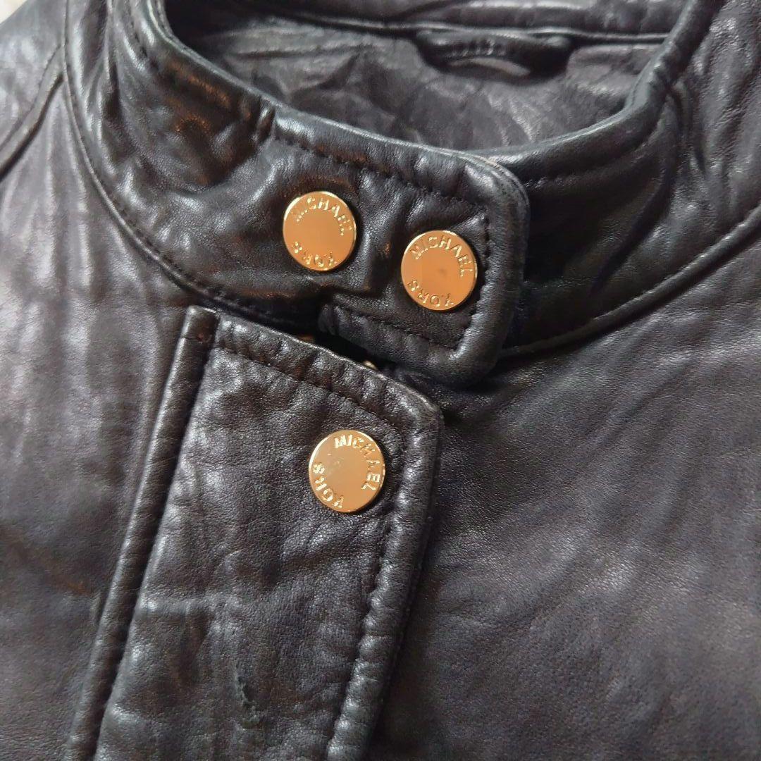 マイケルコース　ラムレザー　シングルライダース　革ジャン　総柄　 黒