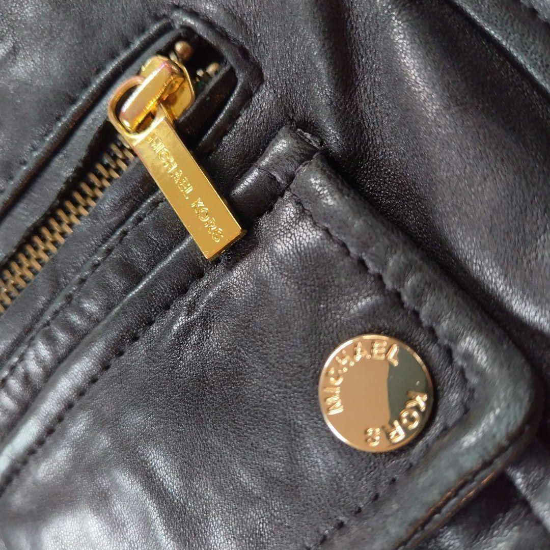 マイケルコース　ラムレザー　シングルライダース　革ジャン　総柄　 黒