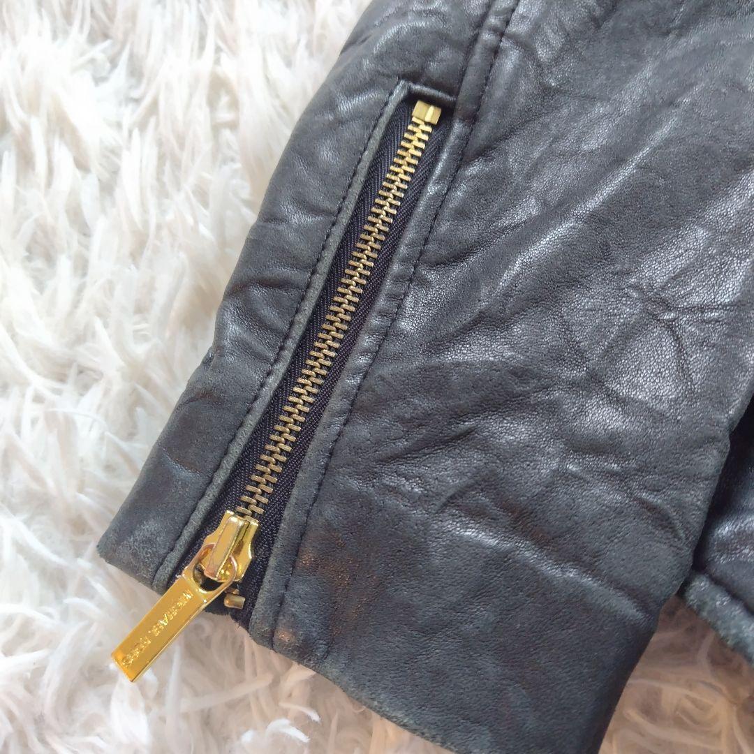 マイケルコース　ラムレザー　シングルライダース　革ジャン　総柄　 黒