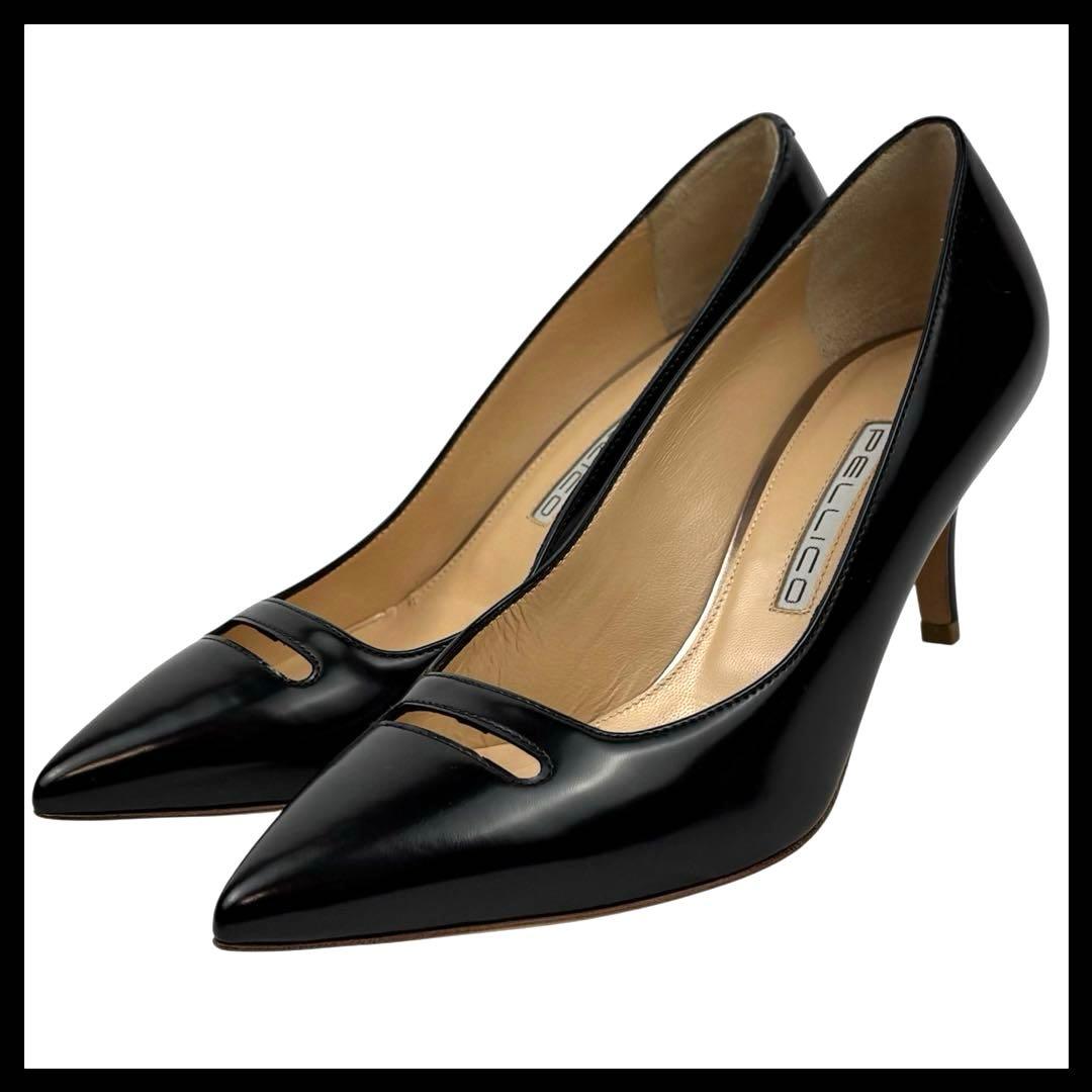 【外側美品】PELLICO ペリーコ 23cm　36 アネッリ　黒　パンプス