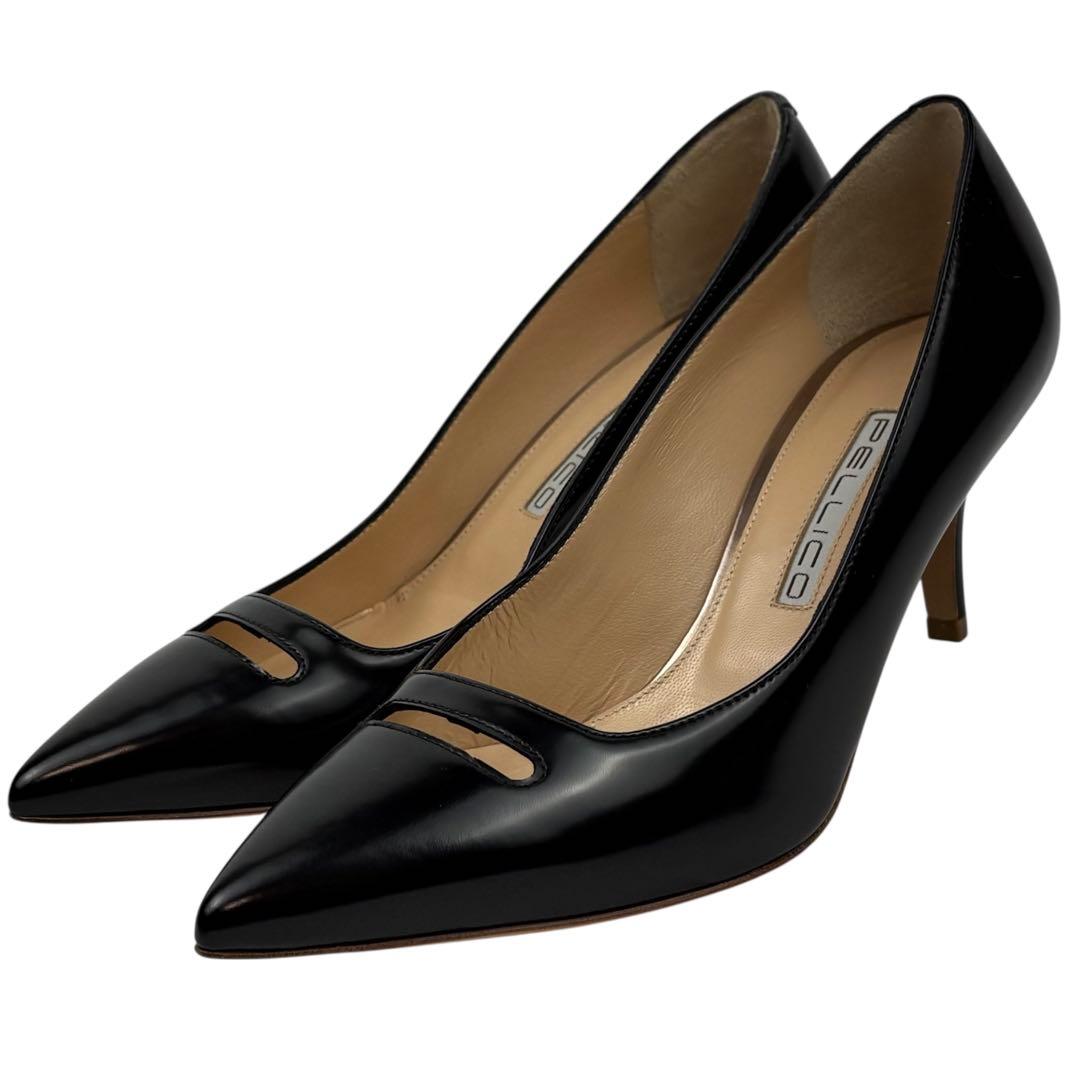 【外側美品】PELLICO ペリーコ 23cm　36 アネッリ　黒　パンプス