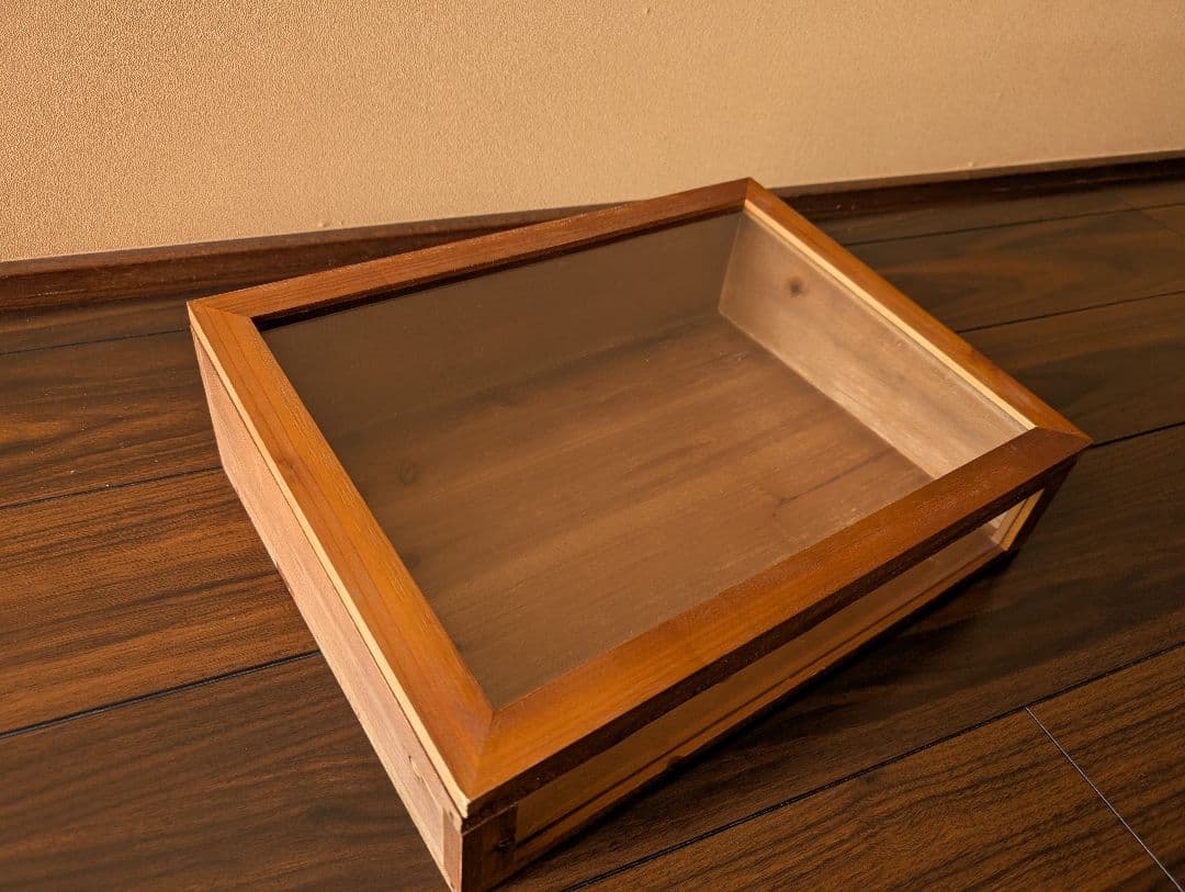 アンティーク調　木製透明ガラスケース　アクセサリーケース　木箱　ヴィンテージ調