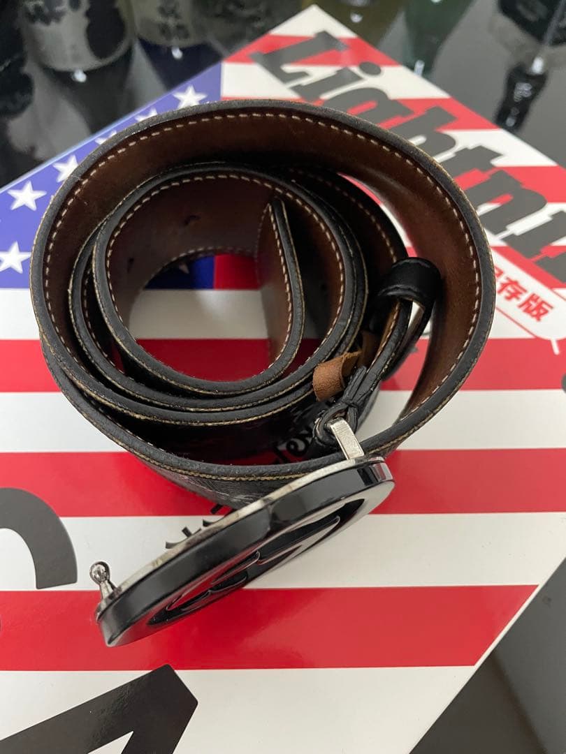 ラ*ト様 GUCCI レザーベルトGGロゴ